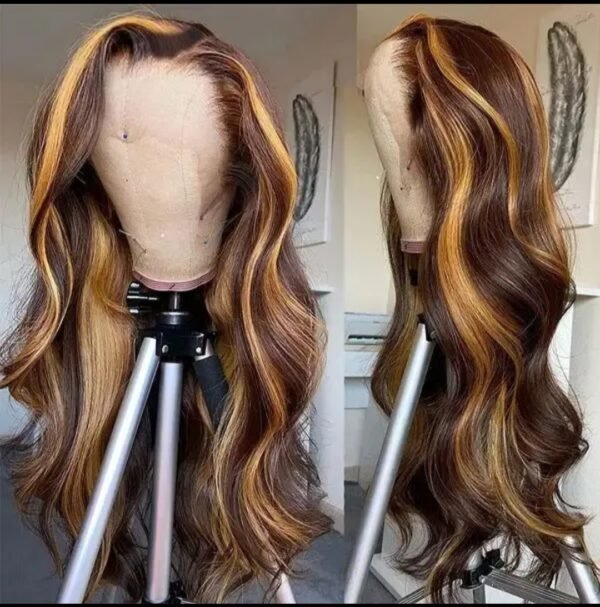Regalis Body Wave HD Wig in Dark Brown Base & Blonde Highlights